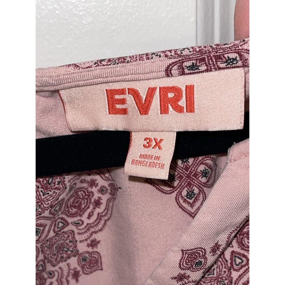 Evri Women's Boho Peasant 3/4 Sleeve Pink Tunic V-neck Blouse Top Plus Size 3X - Picture 4 of 5